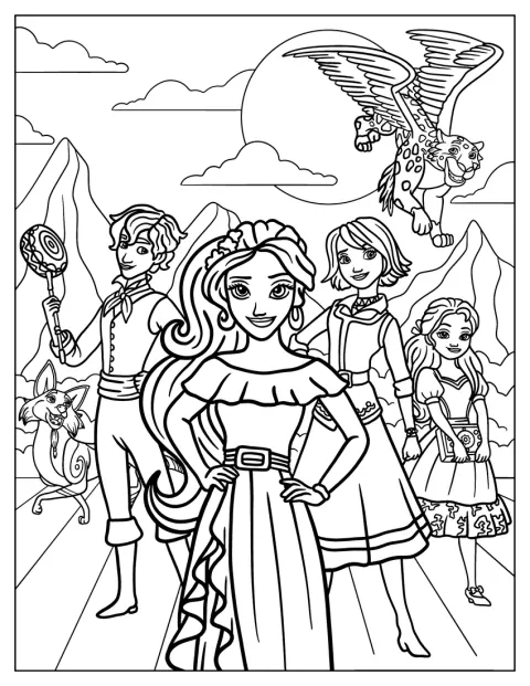 Elena di Avalor è con Mateo, Naomi, Isabel, Zuzo e Migs.
