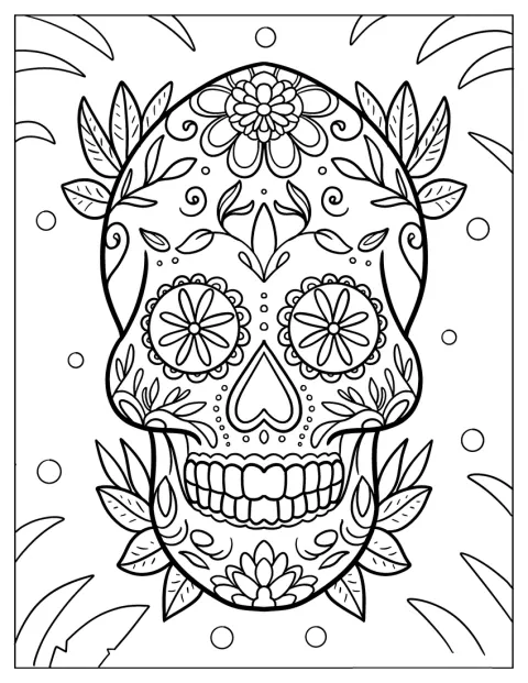 Der mexikanische Totenkopf ist rundherum mit Blumen verziert.