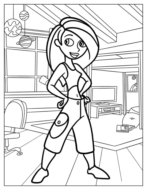 Kim Possible trägt lässige Freizeitkleidung.