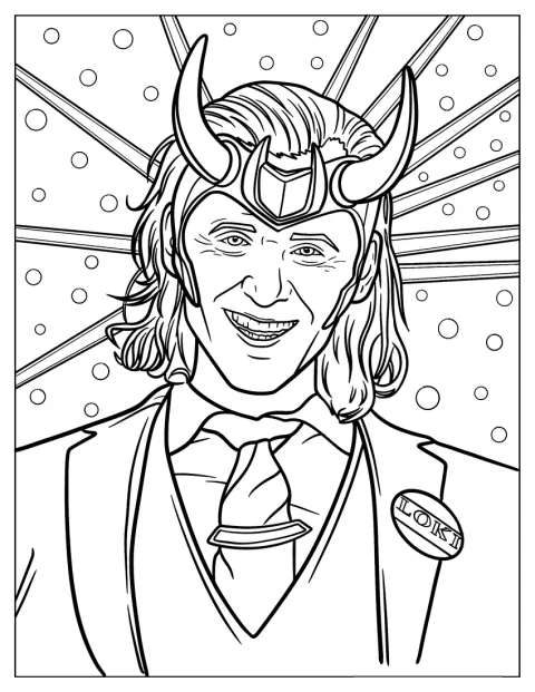 Loki sorri enquanto veste um fato elegante.