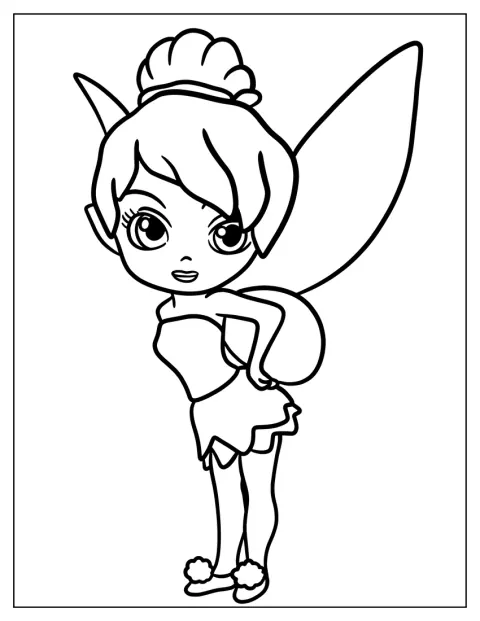 Campanilla aparece dibujada en estilo chibi con una expresión pícara.