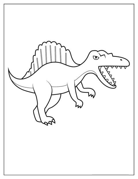 Spinosaurus seisoo selkeästi rajatuin ääriviivoin.