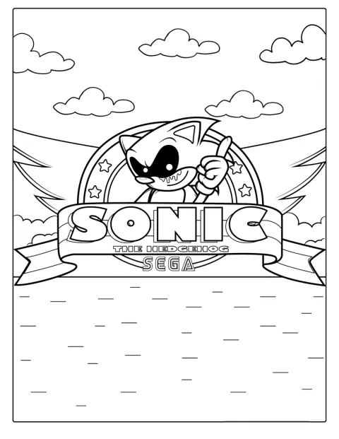 El logotipo de Sonic Exe aparece centrado y destaca el nombre del personaje.