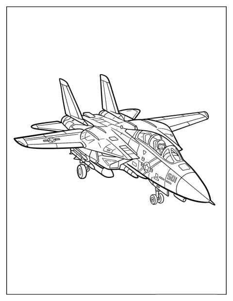 Un caza F-14 Tomcat aparece con sus características alas desplegadas.