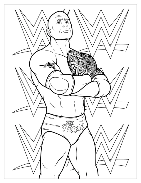 The Rock poserer i sit WWE-look.