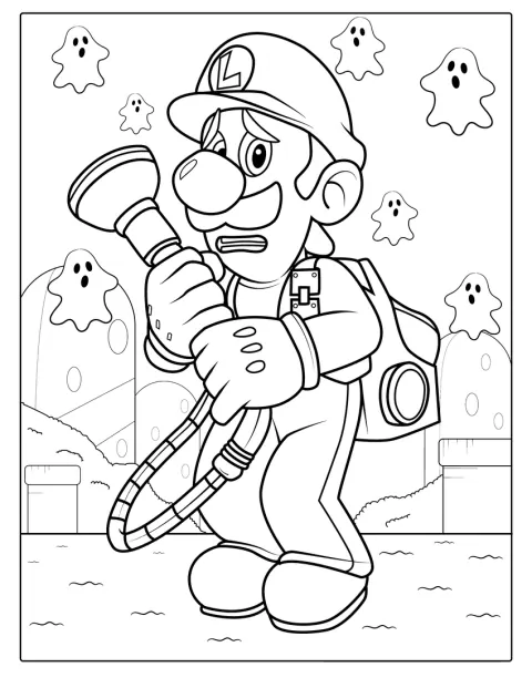 Luigi muestra una expresión de miedo.