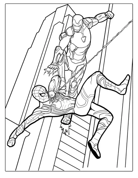 Spider-Man affronta Iron Man in uno scontro.