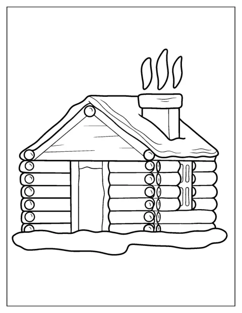 Une cabane se dessine dans un paysage hivernal.
