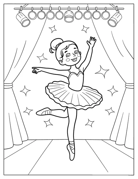 Una bailarina con tutú actúa bajo los focos del escenario.