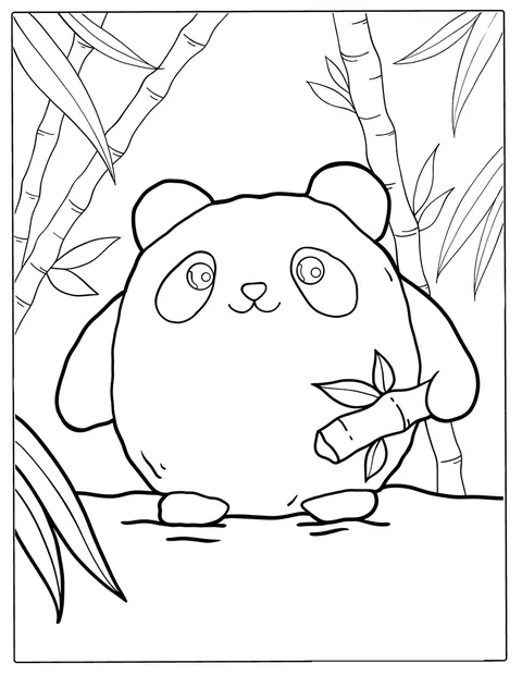 かわいらしいパンダがこちらを向いて座っています。