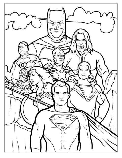 Superman posa insieme agli altri eroi della Justice League.