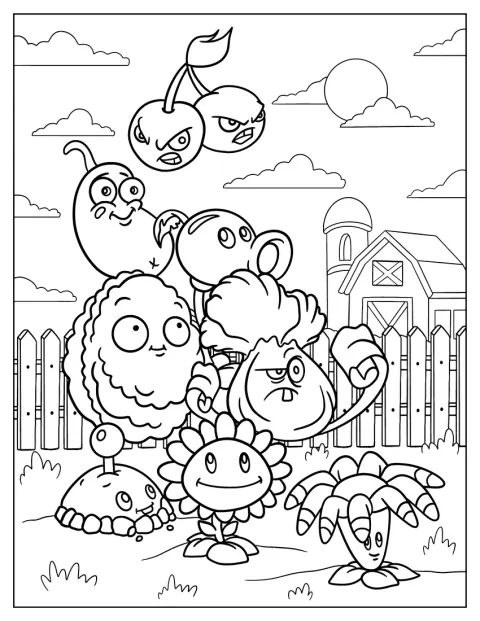 Sunt prezentate mai multe plante din Plants vs. Zombies.