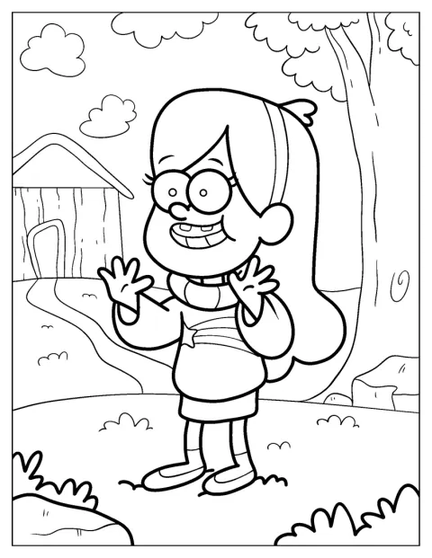 Mabel Pines aparece sonriente con su característico jersey.