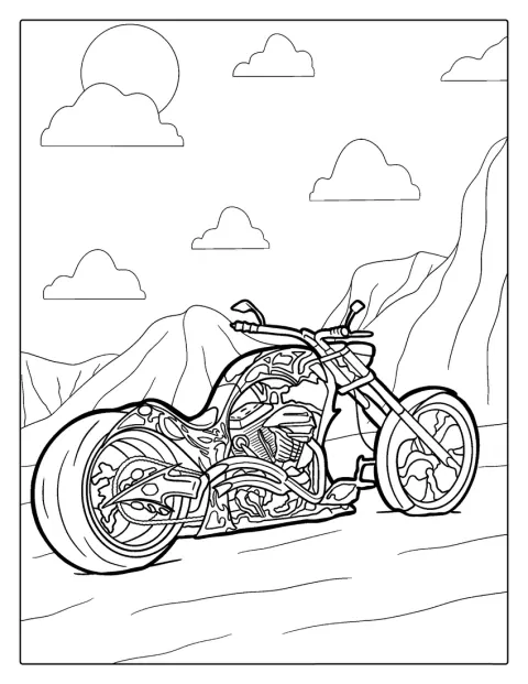 Coloring Page Of Chopper Motorcycle