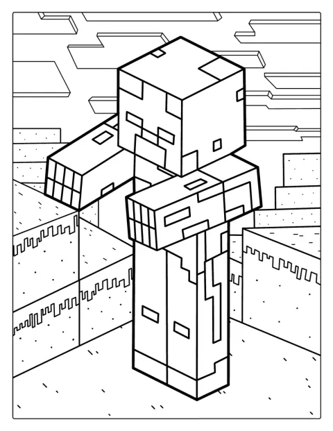 Minecraft Zombie Coloring Page