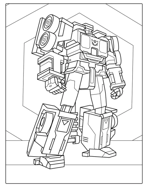 Hook, le Decepticon, est représenté dans sa forme robotique.