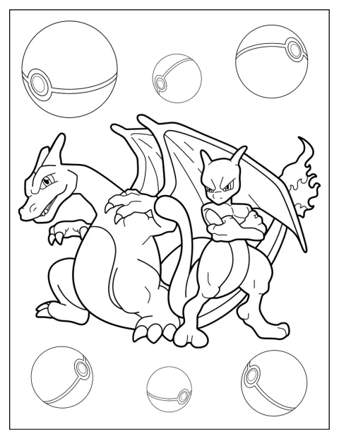 Charizard And Mewtwo Coloring Page