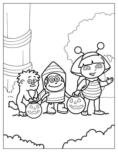 Dora aparece con una temática de Halloween y motivos de miedo.