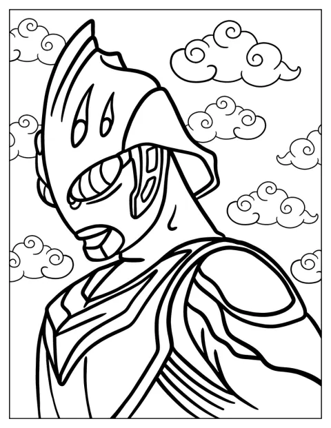 Close Up Of Ultraman Coloring Page Nexus