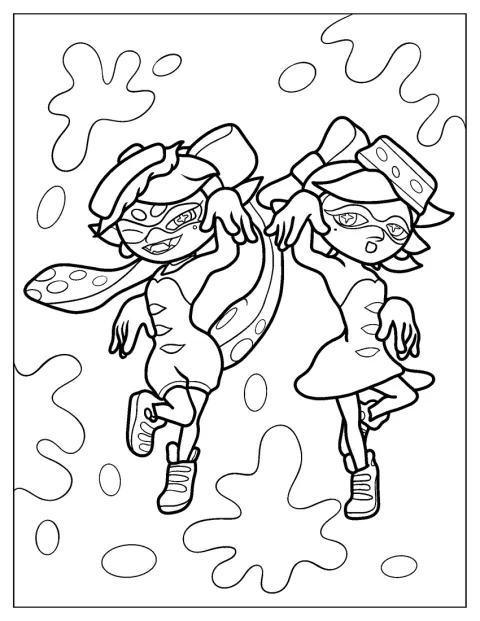 Stella e Marie, le Squid Sisters, si esibiscono insieme sul palco.