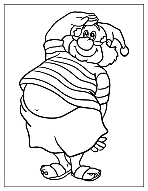 Käpt’n Hooks Pirat Smee steht in seinem Schlafanzug da.