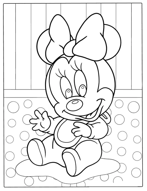 Minnie Mouse apare ca un bebeluș drăgălaș.