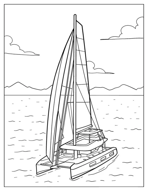 Un catamarán de vela surca las olas del océano.