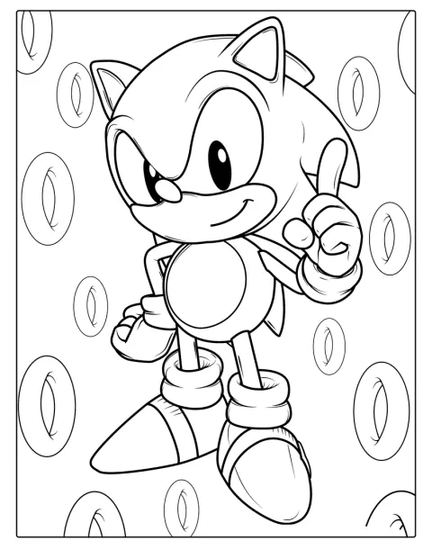 Baby Sonic aparece junto de vários anéis.