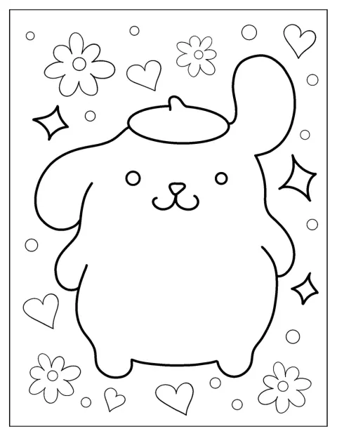 Pompompurin egyik füle felfelé áll.