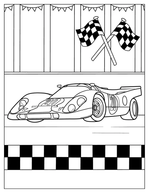 Op het circuit rijdt een Porsche 917 RCR Gulf.