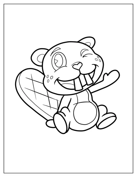 En sød chibi-bæver smiler med store øjne.