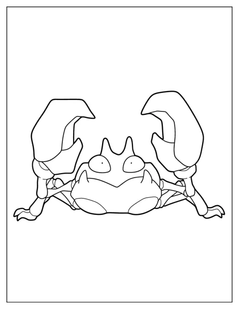 Krabby steht in einer einfachen Umrisszeichnung.