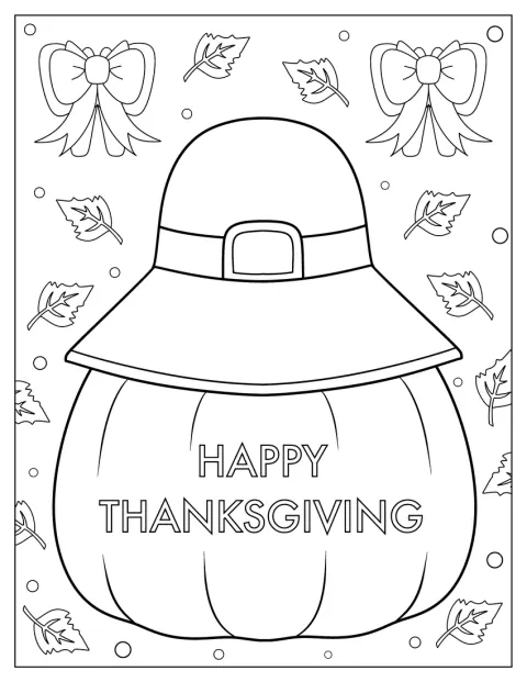 Een pompoen draagt een hoed in pelgrimsstijl voor Thanksgiving.