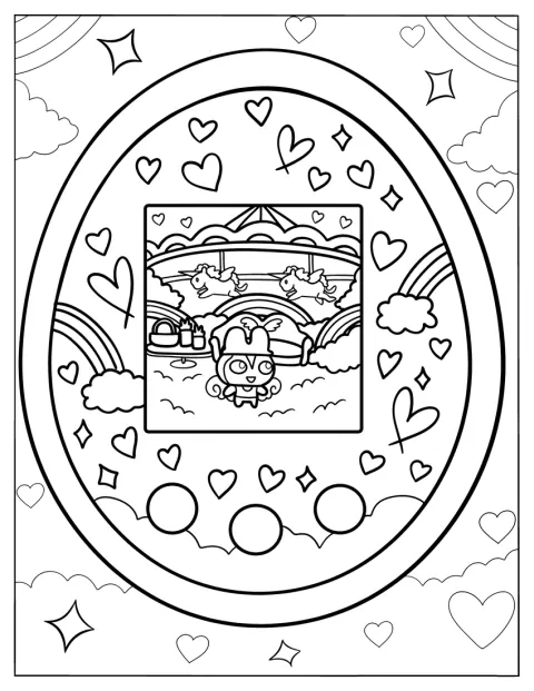 Mametchi Inside The Tamagotchi Coloring Page For Kids