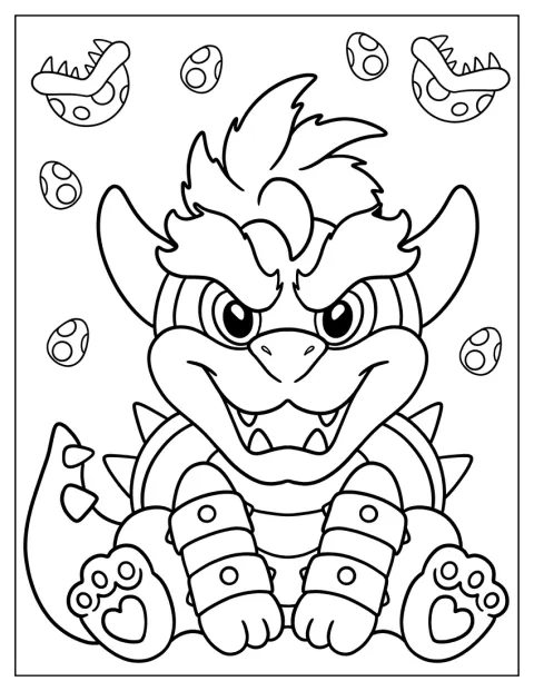 Nintendo Coloring Page Of Baby Bowser Smiling