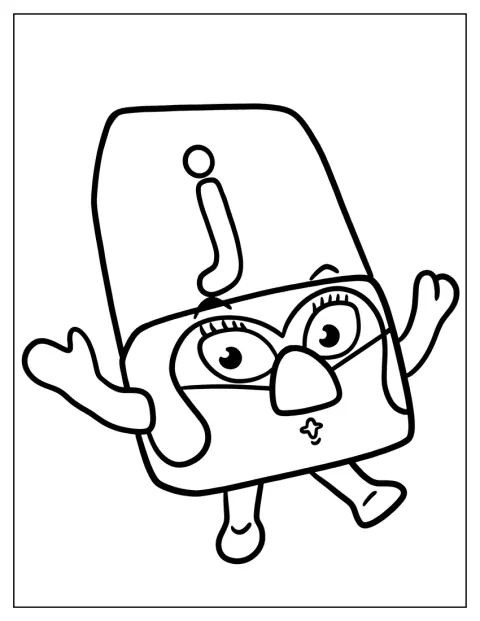 Der fröhliche Buchstabe J lächelt als Cartoon.