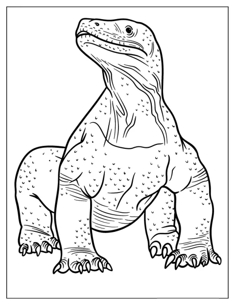 Les écailles et les griffes d’un dragon de Komodo sont finement dessinées.
