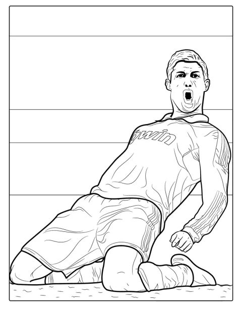 Ronaldo térden csúszva ünnepel a futballpályán.