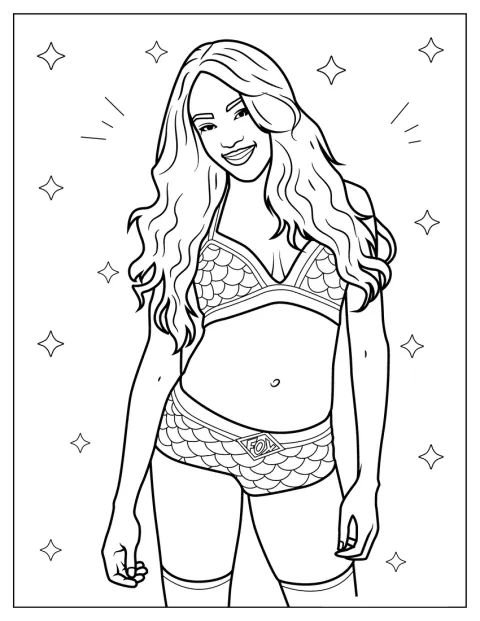 アリシア・フォックスがレスラーの姿で描かれています。