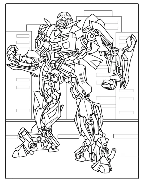Bumblebee ses som robot med fine detaljer over hele kroppen.