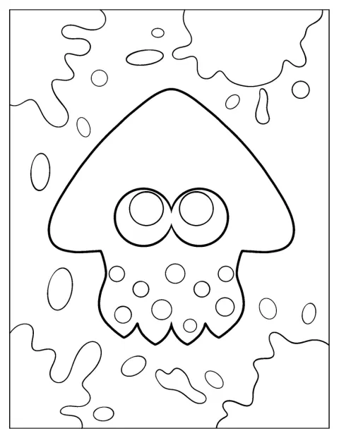 Un petit calamar de Splatoon est représenté seul, avec une silhouette simple.