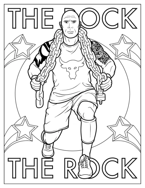 The Rock bär kedjor draperade över axlarna.
