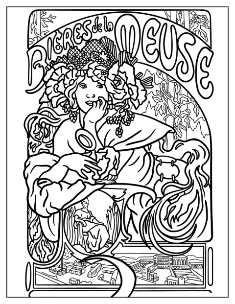 Una donna elegante è ritratta in un manifesto d’epoca.