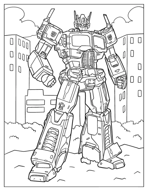 Mit finsterem Blick und angespannter Haltung wirkt Optimus Prime wütend.