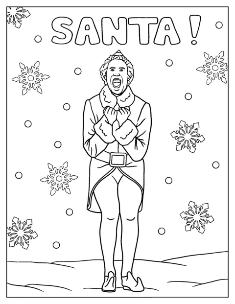 クリスマスの装いをしたバディが、にこやかに立っています。