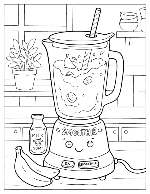 Een blender mixt bananen tot een smoothie.