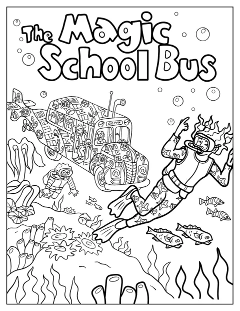 Magic School Bus Coloring Page Underwater