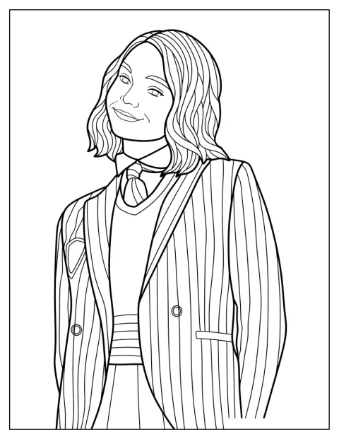 Emma Myers aparece caracterizada como Enid Sinclair.
