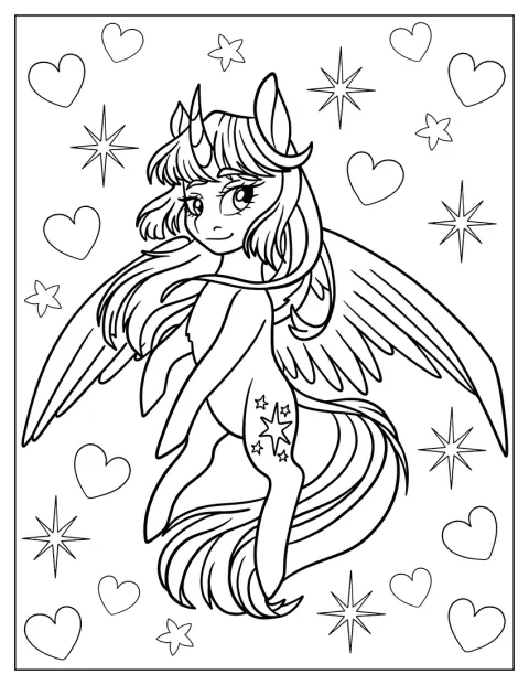 Twilight Sparkle vola nell’aria con un portamento elegante.