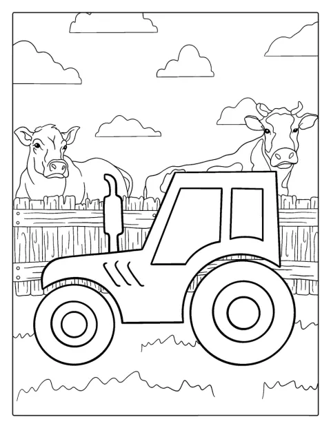 トラクターの形が、すっきりした線で描かれています。